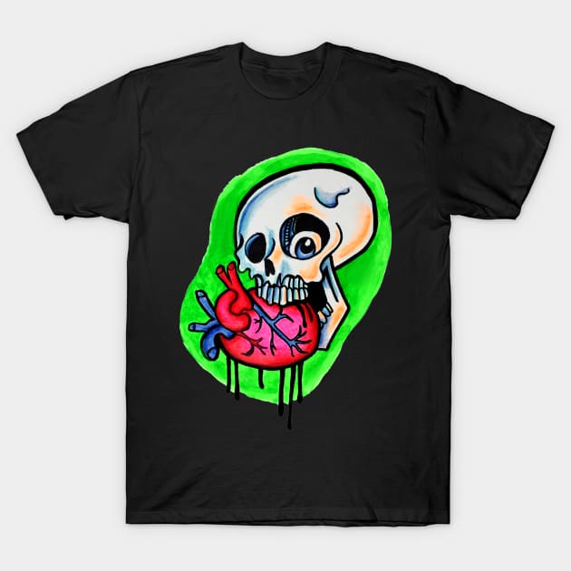 Skull biting a heart T-Shirt by Brandy Devoid special edition collecion